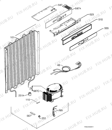 Взрыв-схема холодильника Juno Electrolux JUG94885 - Схема узла Cooling system 017